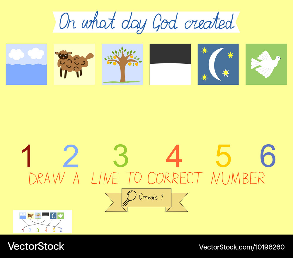 Task for children how to place days of creation Vector Image