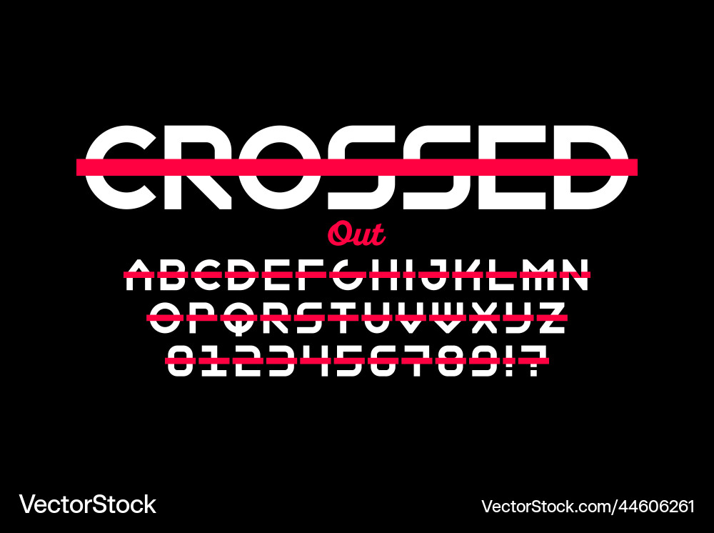 Crossed out style font design alphabet letters Crossed out style font design alphabet letters vector image