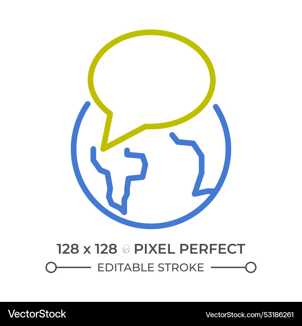 Globe with speech bubble two color line icon Globe with speech bubble two color line icon vector image