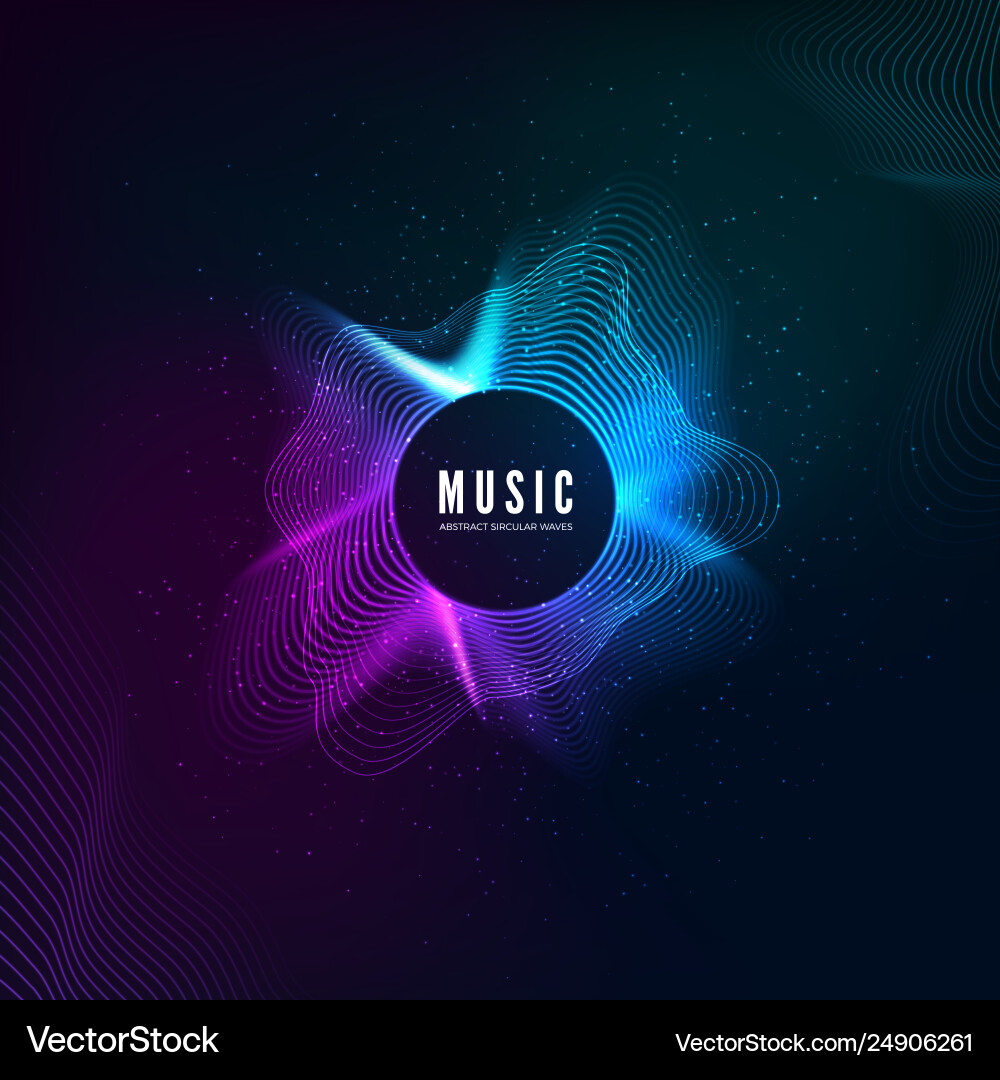 Radial sound wave curve with light particles Radial sound wave curve with light particles vector image