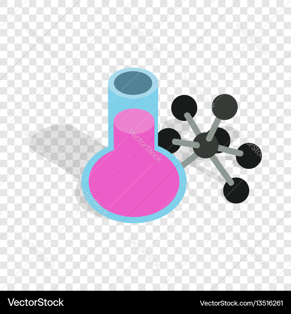 Test flask and molecule structure isometric icon Test flask and molecule structure isometric icon vector image