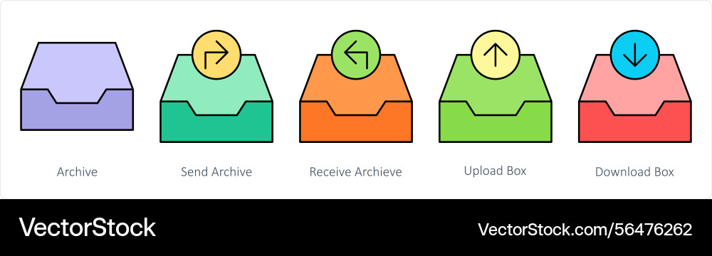 A set of mail icons as archive send vector image