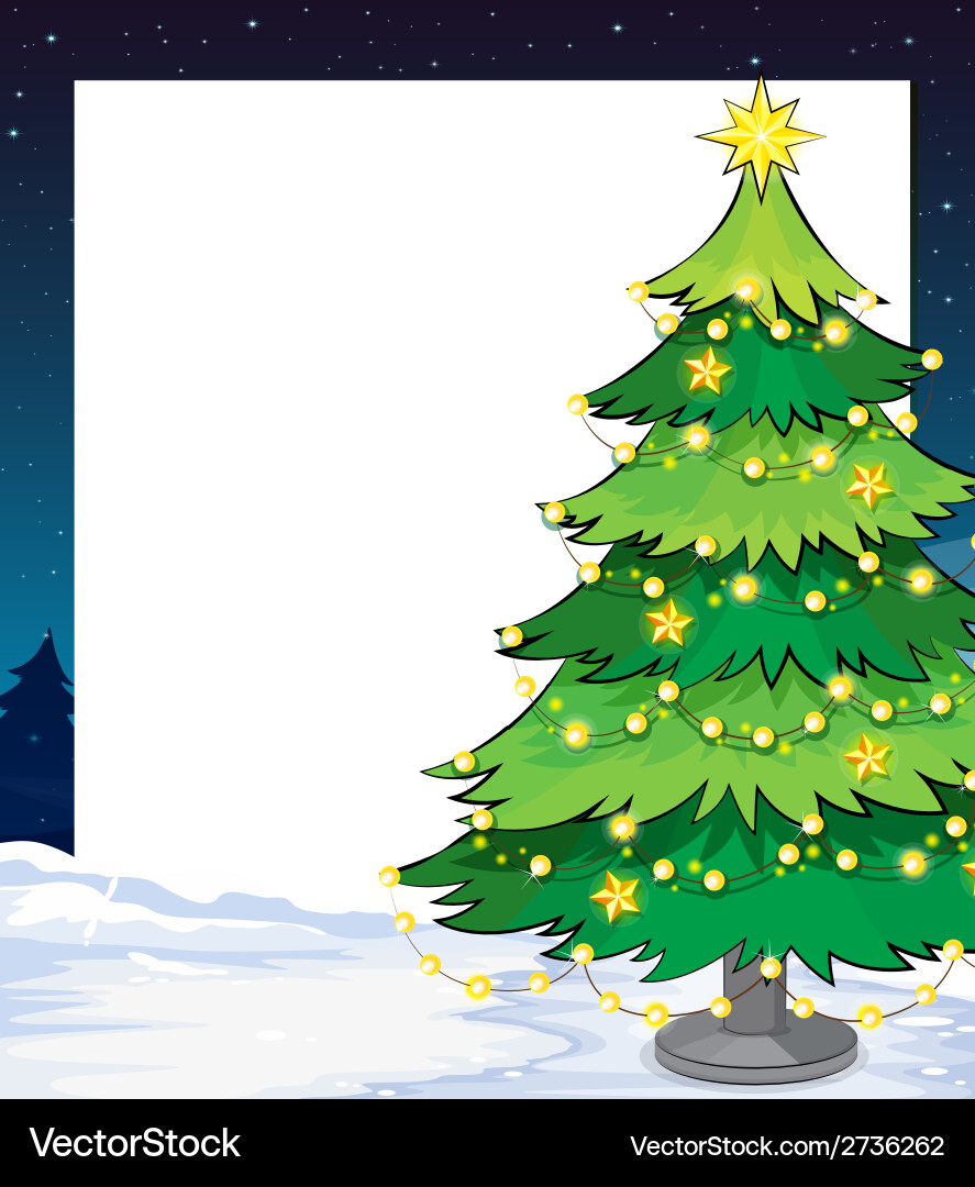 An empty christmas template with a tree vector image