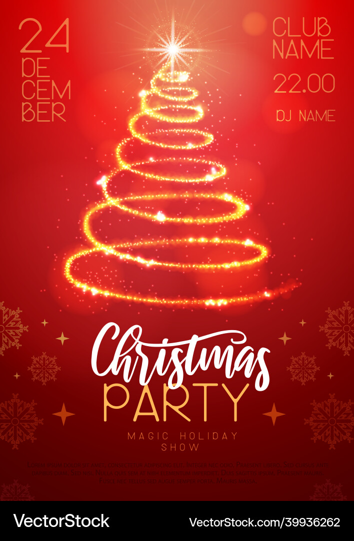 Christmas poster with magic golden tree Christmas poster with magic golden tree vector image