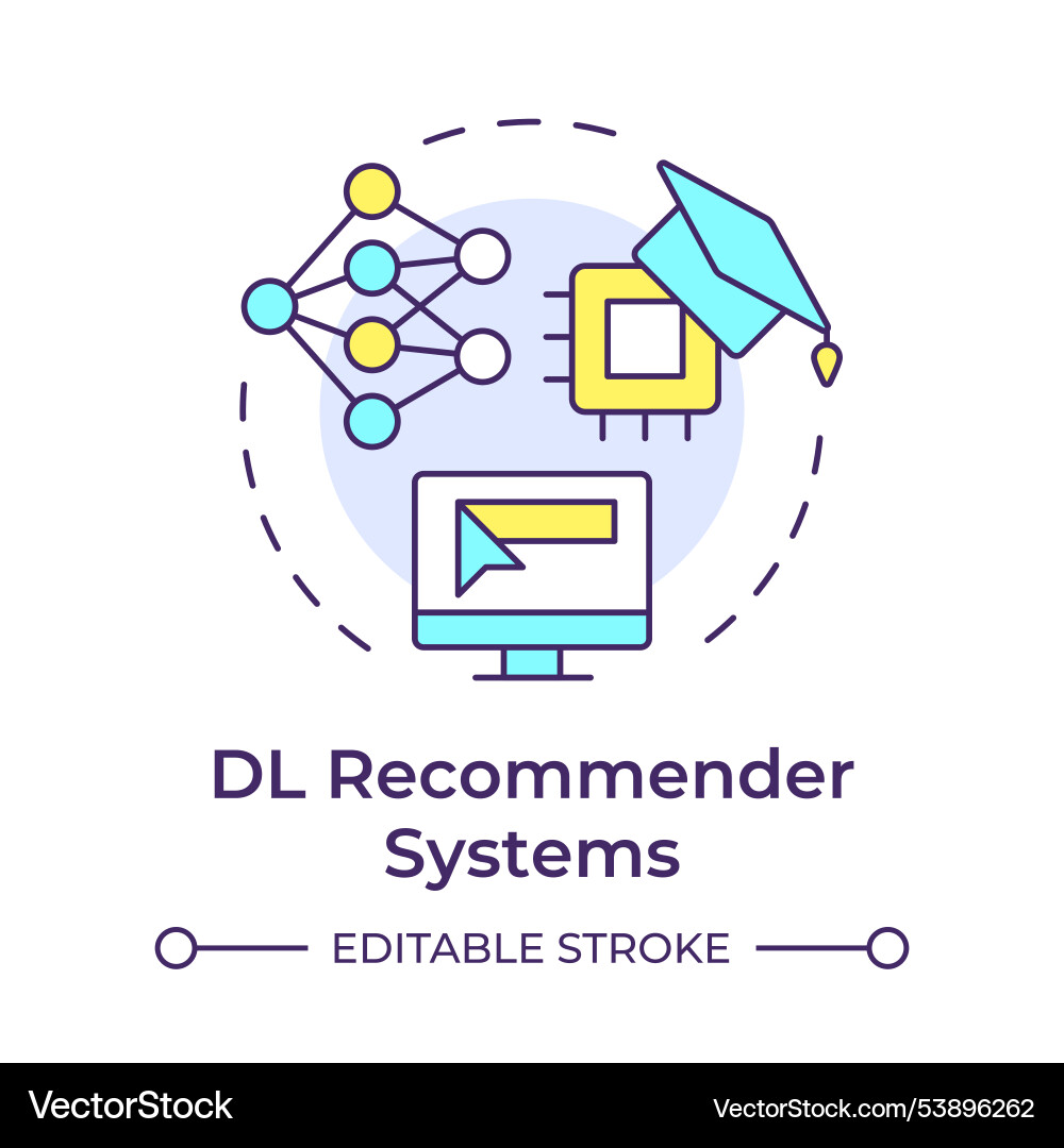 Dl recommender systems multi color concept icon Vector Image