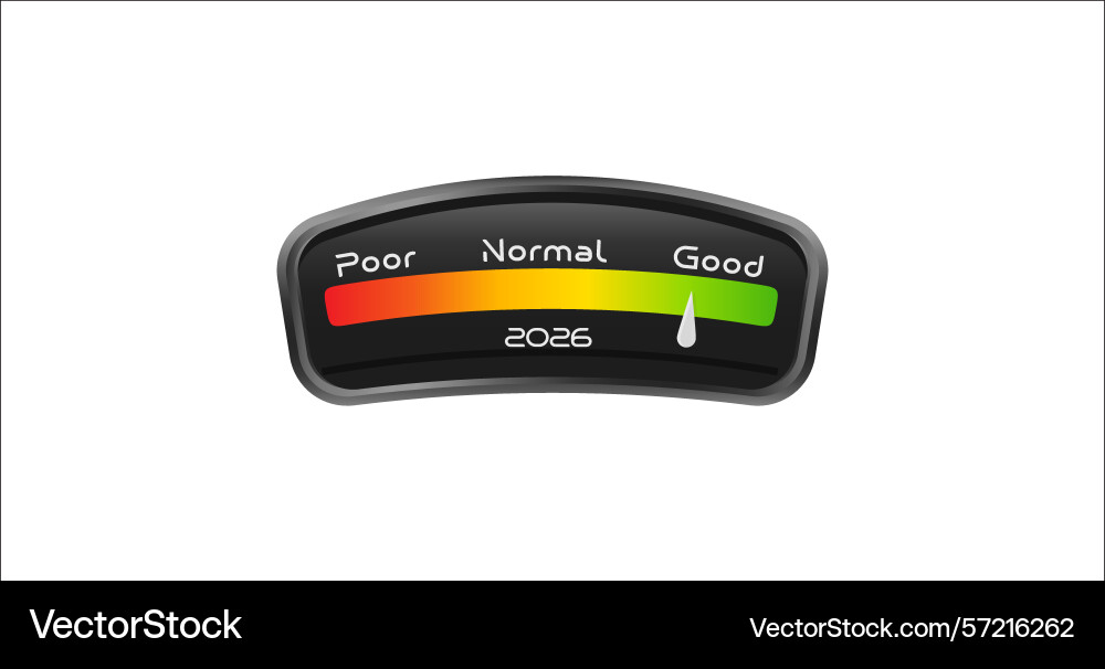 Speedometer dashboard with 2026 and indicator Speedometer dashboard with 2026 and indicator vector image