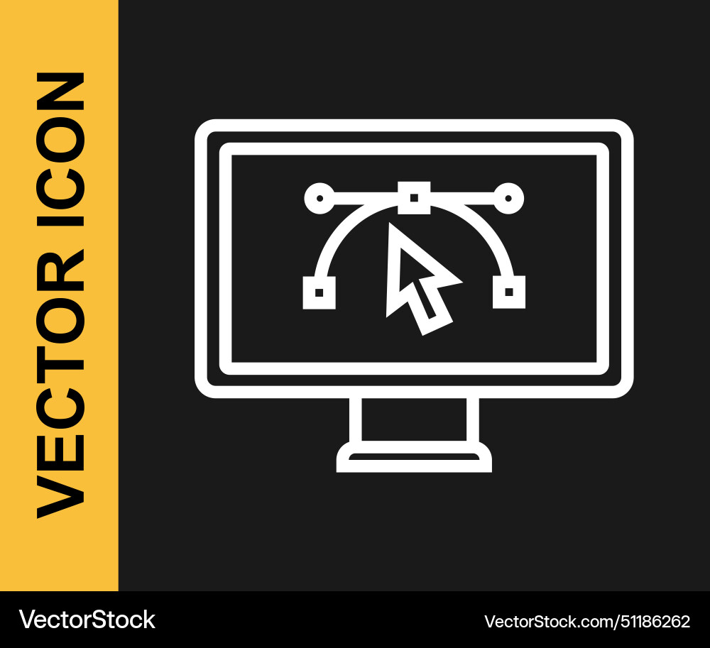 White line computer display with design program White line computer display with design program vector image