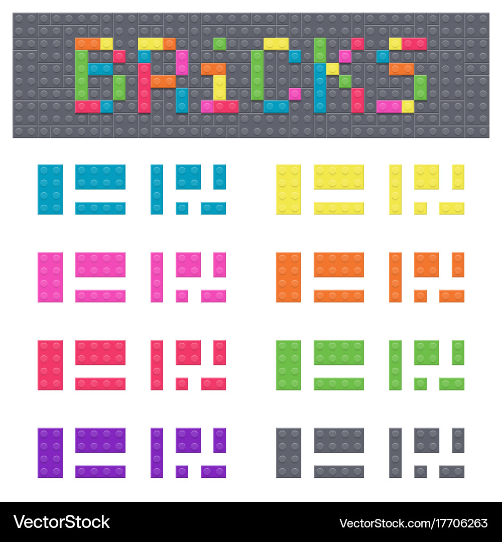 Building blocks of plastic constructor colored vector image