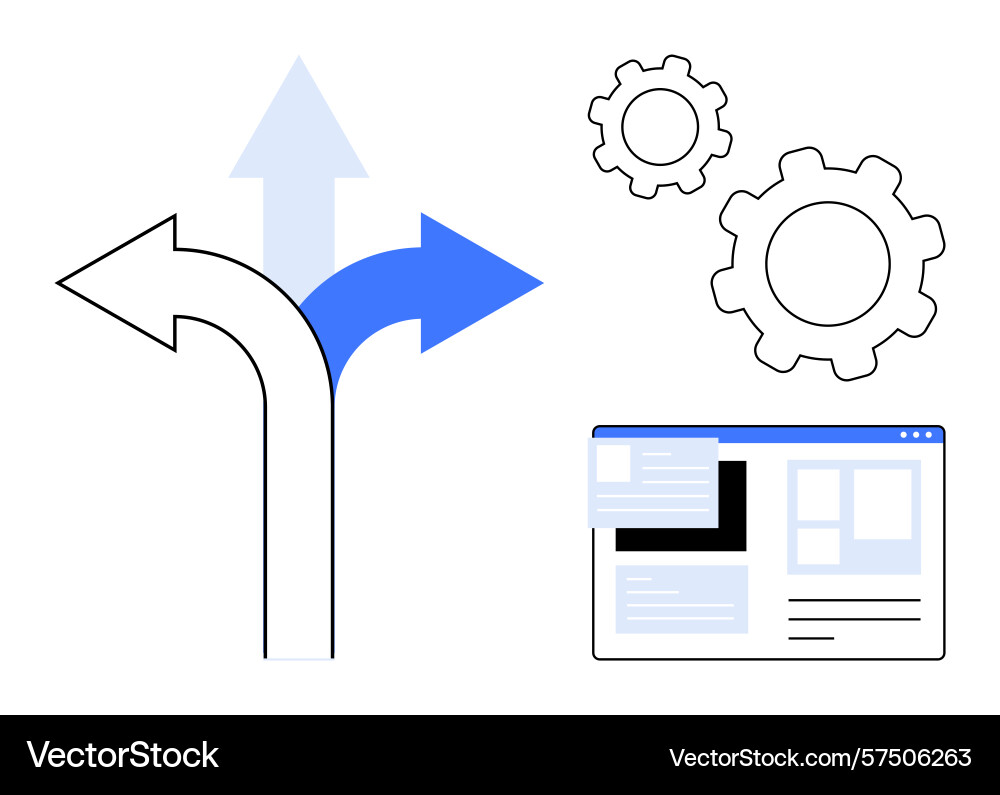 Decision-making concept with directional arrows Decision-making concept with directional arrows vector image