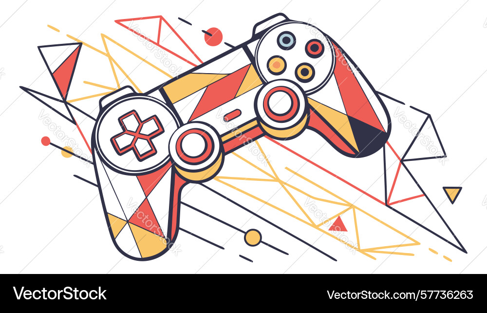 Dynamic gaming controller with sharp geometric vector image