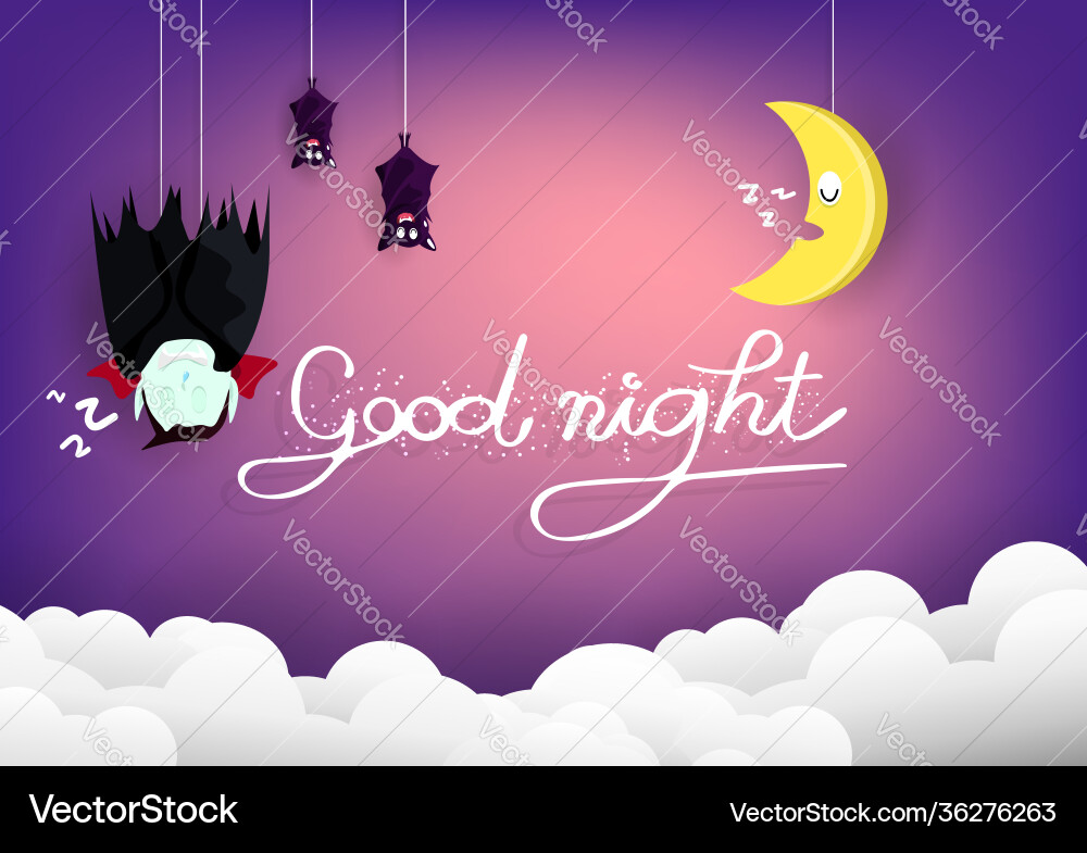 Good night halloween concept vampire and bats Good night halloween concept vampire and bats vector image