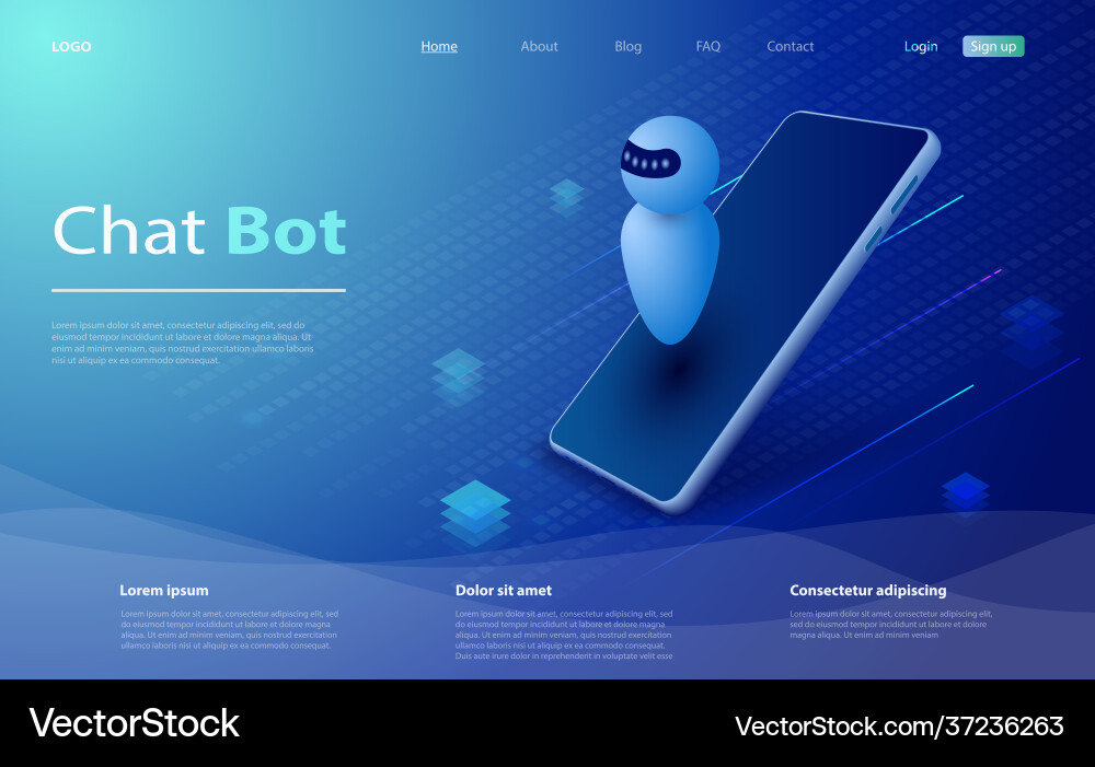 Isometric artificial intelligence chat bot vector image