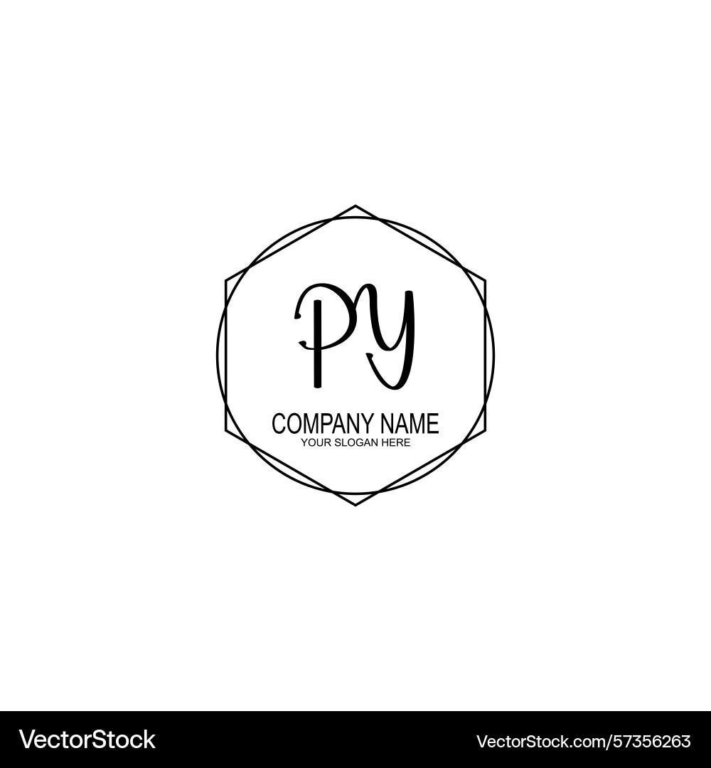 Minimalist handwritten py initial logos with soft Vector Image