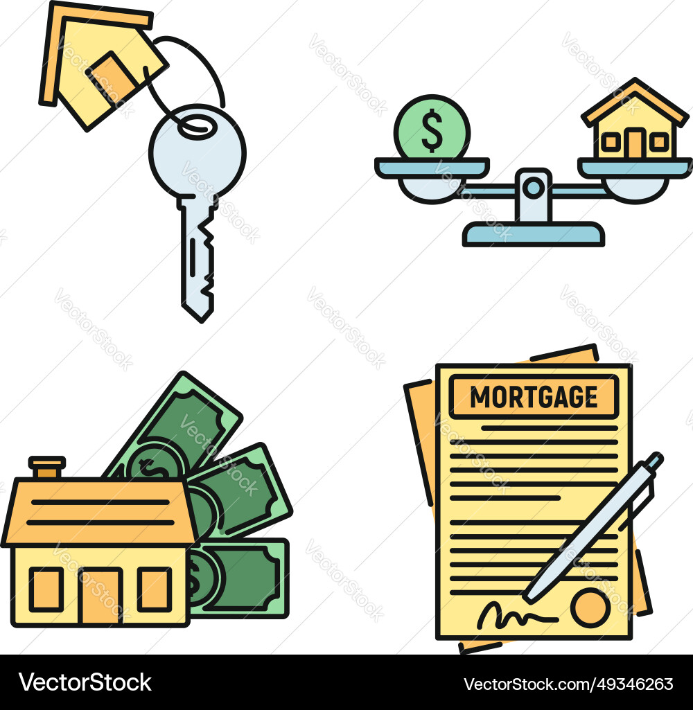 Mortgage approved icons set color Mortgage approved icons set color vector image