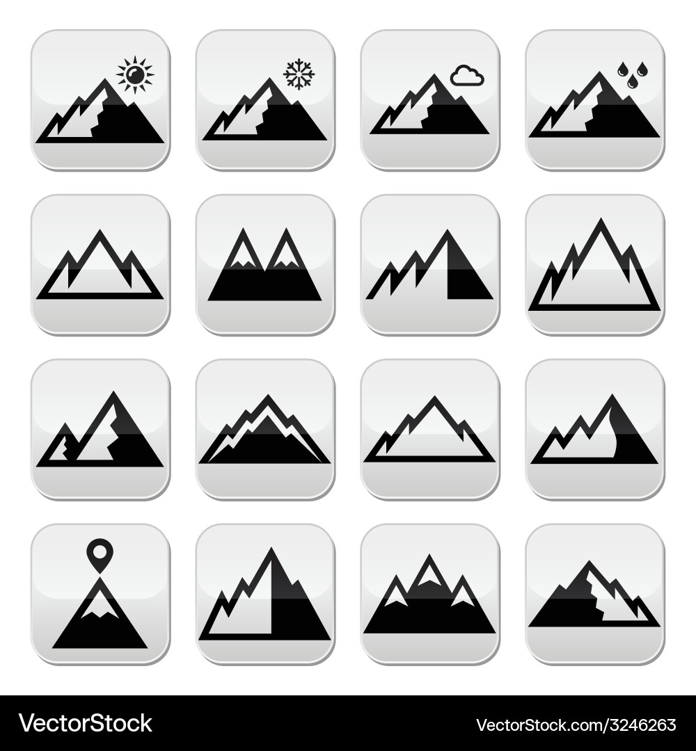 Mountain Buttons Set - Icons Vector Image