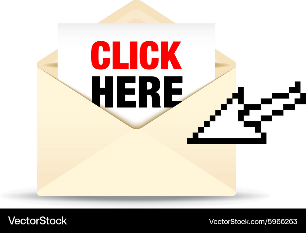 Open envelope click here Vector Image