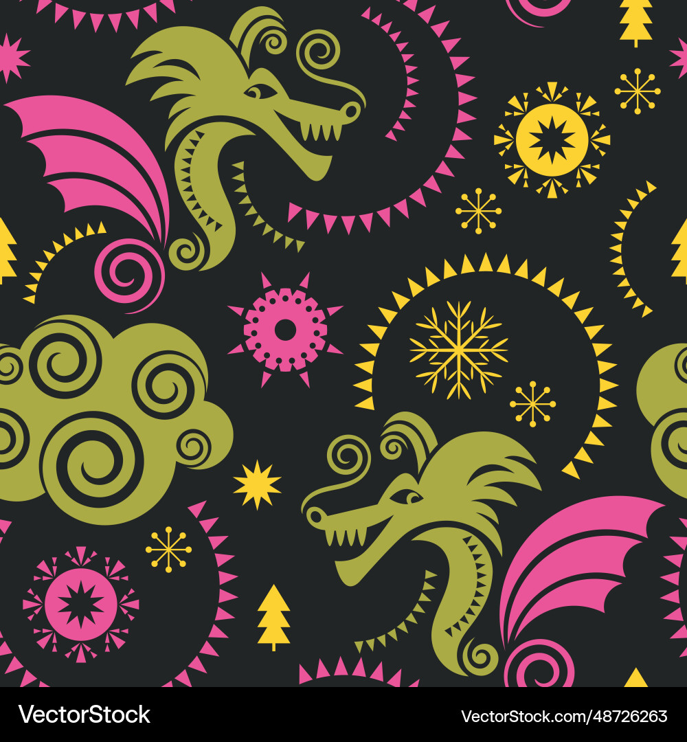 Seamless pattern with dragons Seamless pattern with dragons vector image