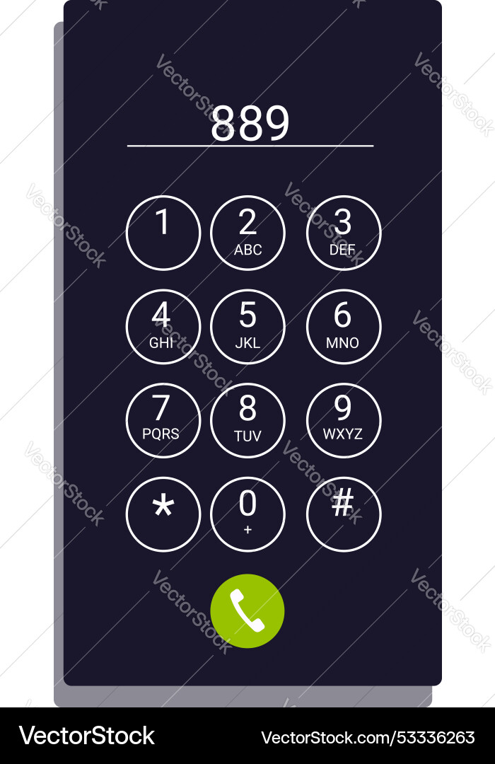 Smartphone showing number 889 waiting for call Smartphone showing number 889 waiting for call Vector Image