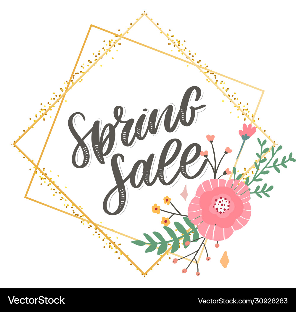 Spring sale word hanging on leaves with strings Spring sale word hanging on leaves with strings vector image