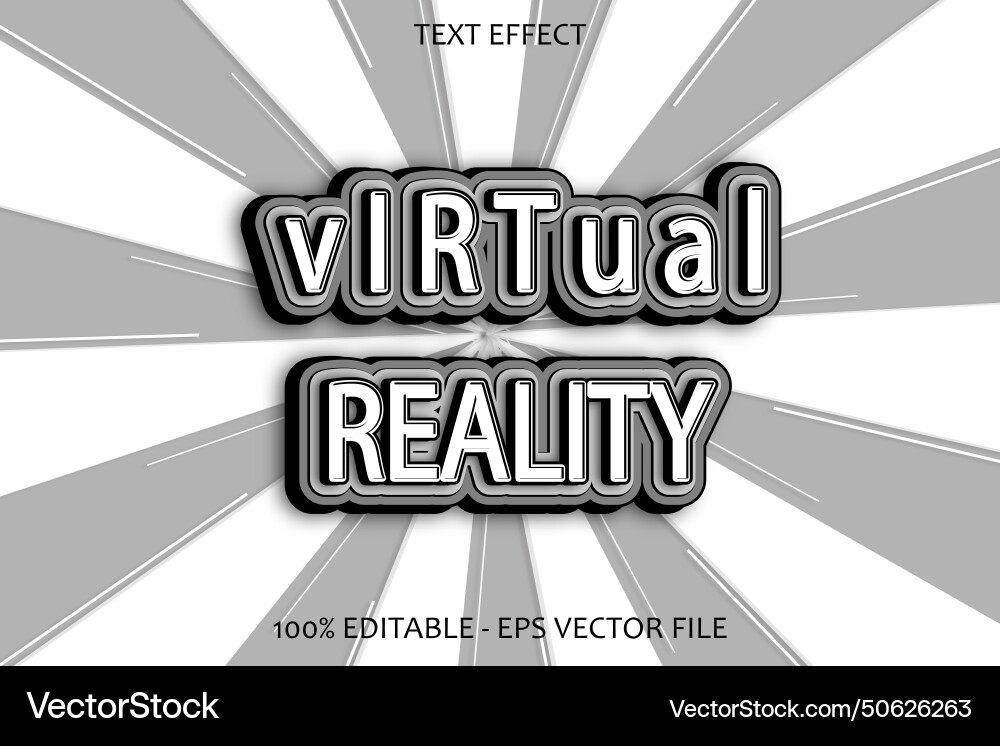 Virtual reality editable text effect 3d emboss Virtual reality editable text effect 3d emboss vector image