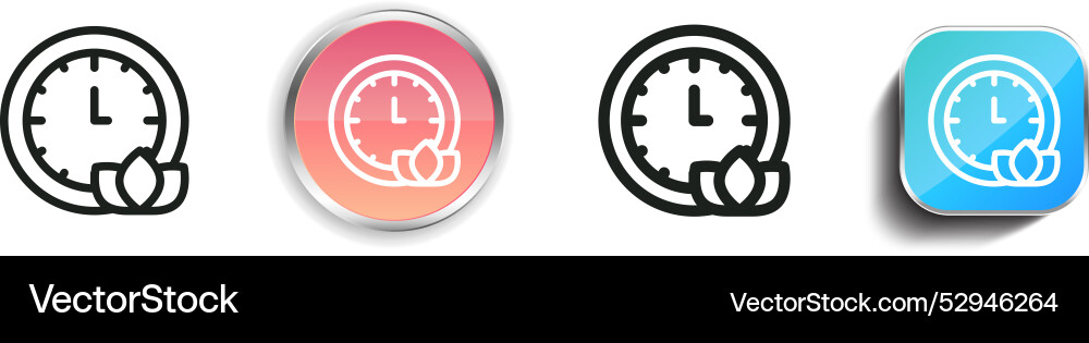 Clock icon thin linear regular and button style Clock icon thin linear regular and button style Vector Image
