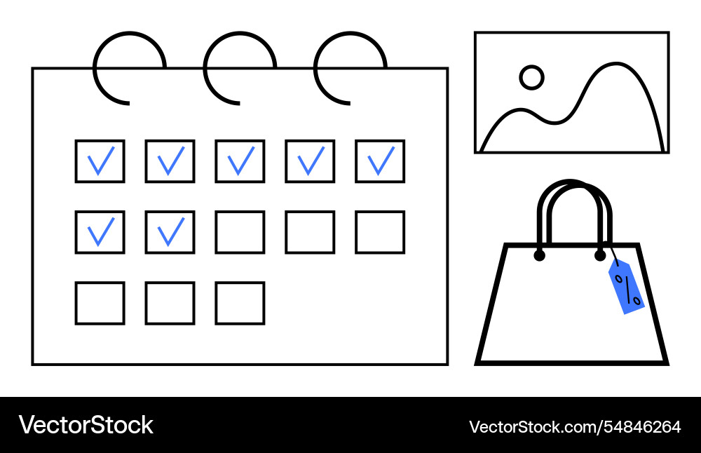 Efficient planning calendar with check marks vector image