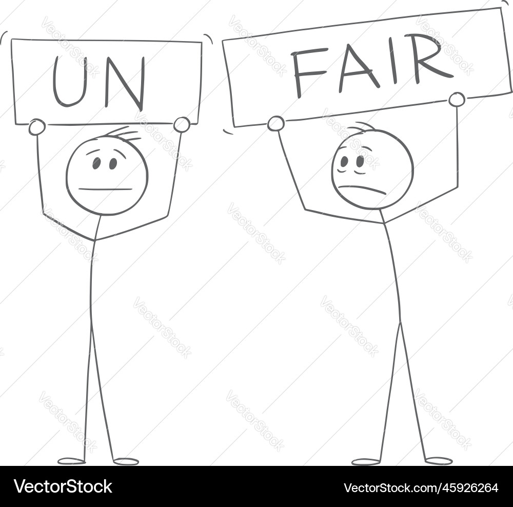 Fair and unfair cartoon stick figure Fair and unfair cartoon stick figure vector image
