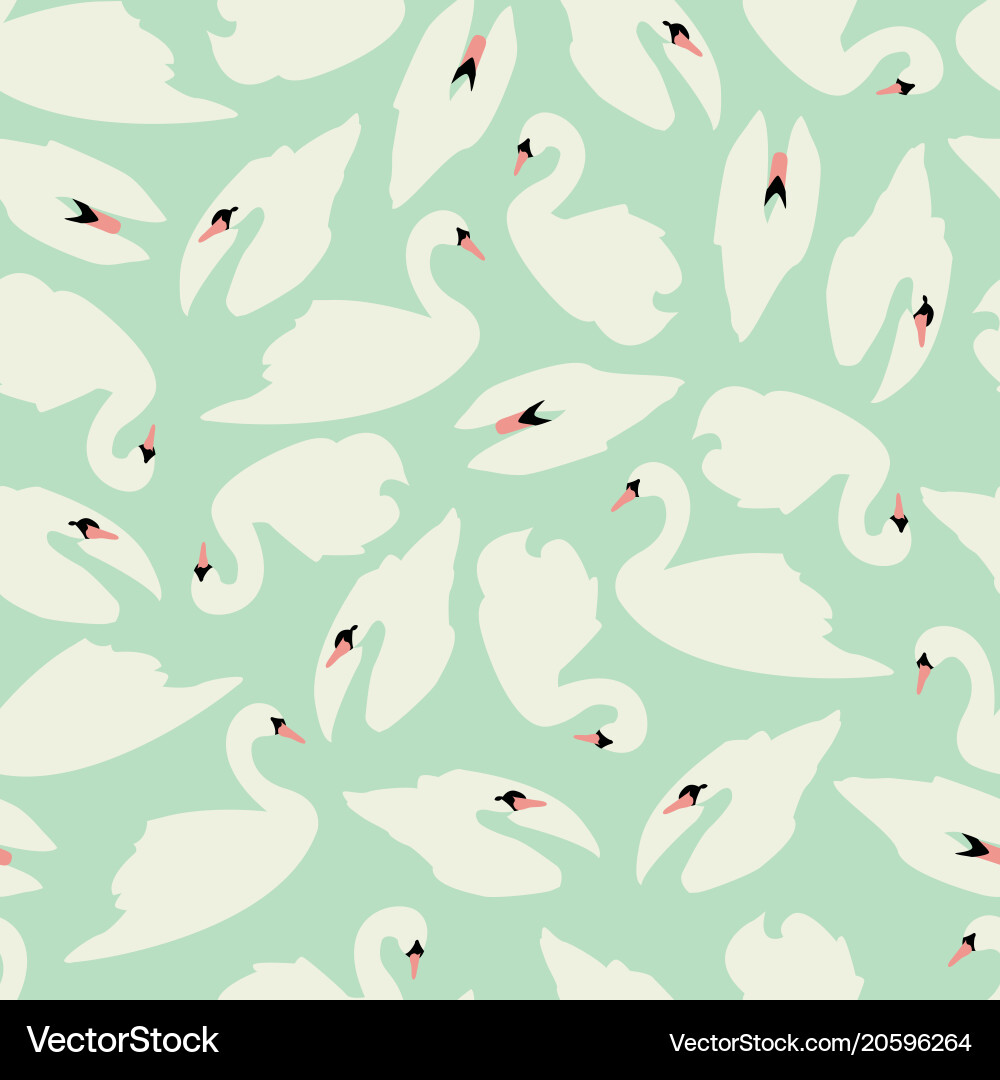 Mint Swan Pattern Vector Image