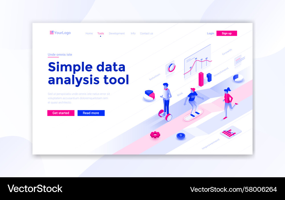 Modern Data Analysis Website Template Vector Image