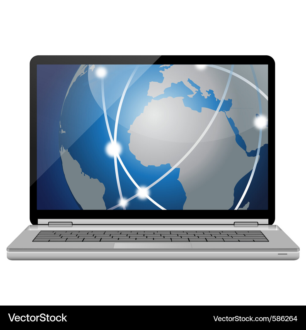 Modern Laptop and Network Connection Vector Image