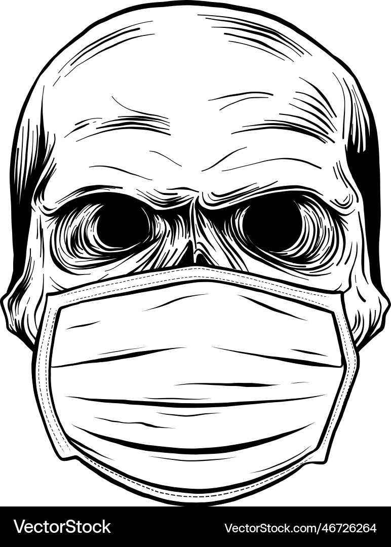 Monochrome skull in the medical mask vintage vector image