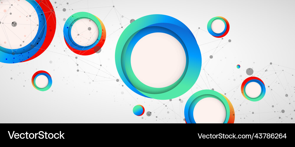 Multicolored circles arranged on a plexus Multicolored circles arranged on a plexus vector image