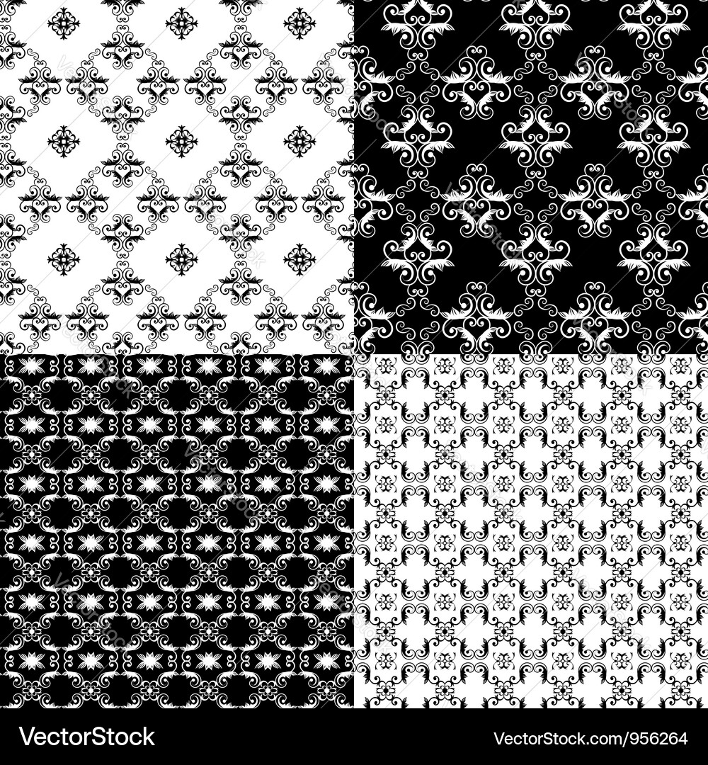 Set of damask seamless pattern Vector Image