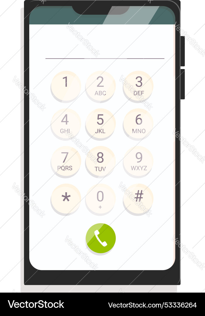 Smartphone displaying phone call keypad interface Smartphone displaying phone call keypad interface vector image