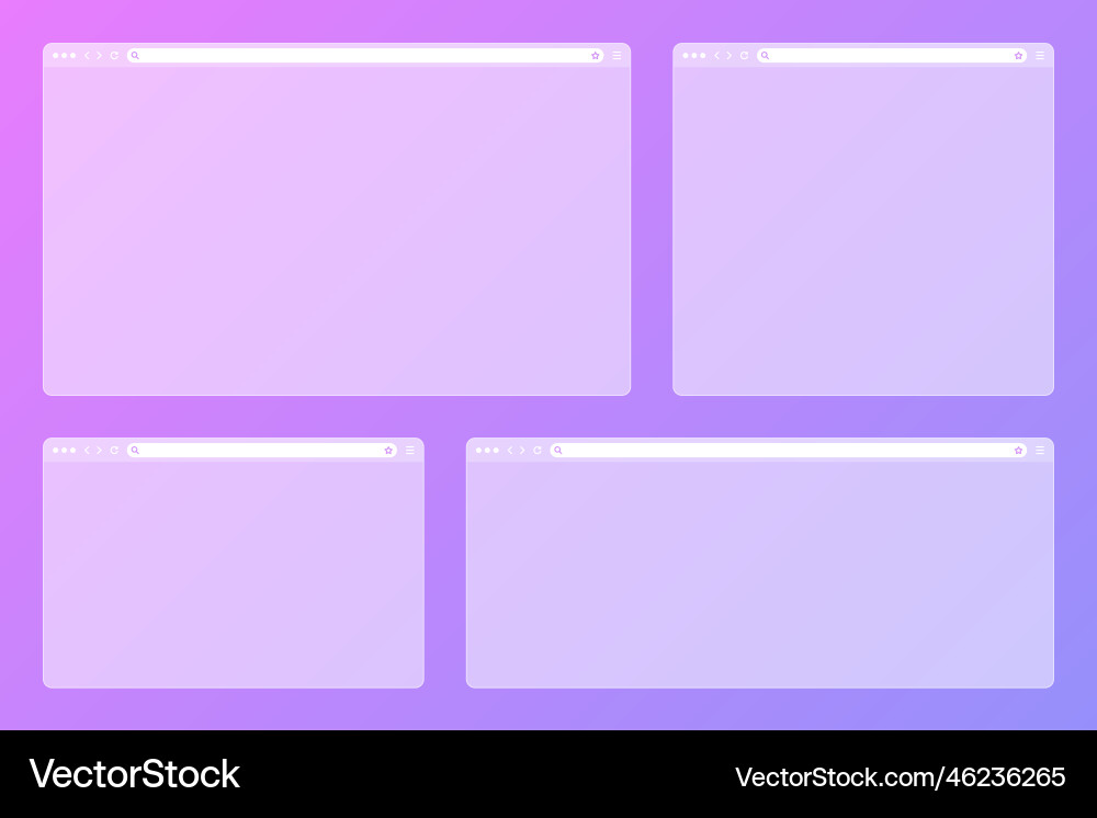 Blank transparent web browser window with toolbar Blank transparent web browser window with toolbar vector image