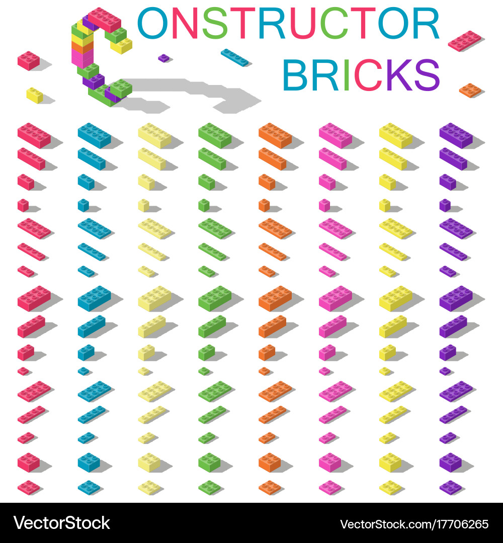 Colored building blocks of plastic constructor vector image