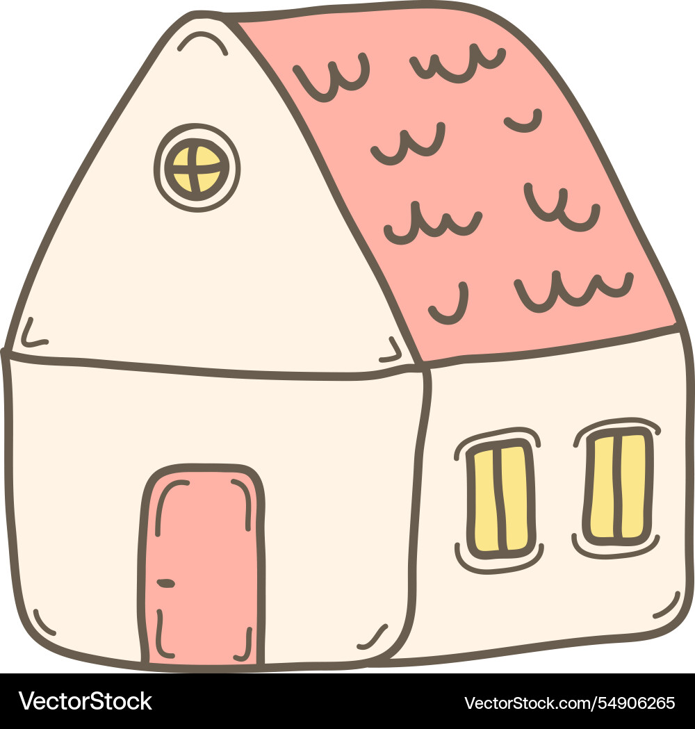 Doodle house with cute windows Doodle house with cute windows vector image
