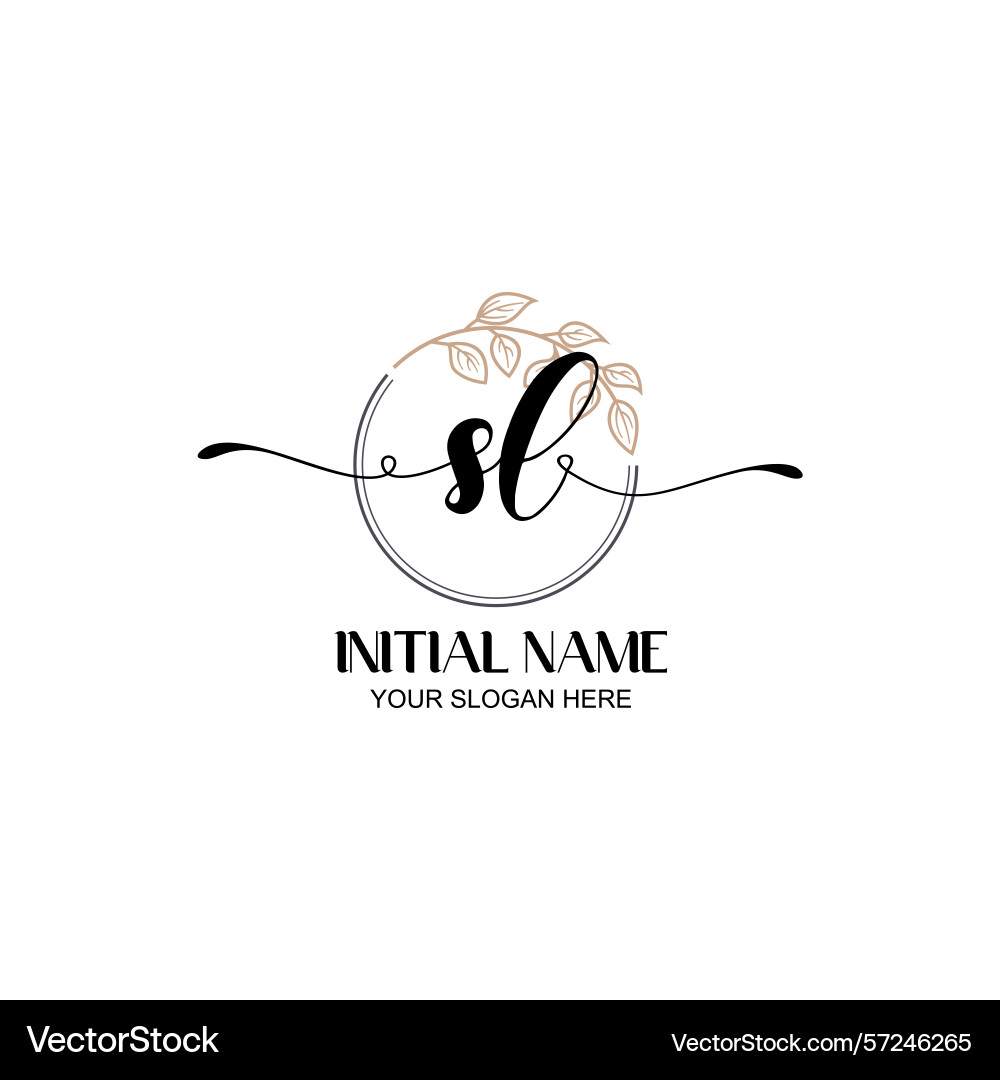 Elegant sl initial logo design with botanical Elegant sl initial logo design with botanical Vector Image