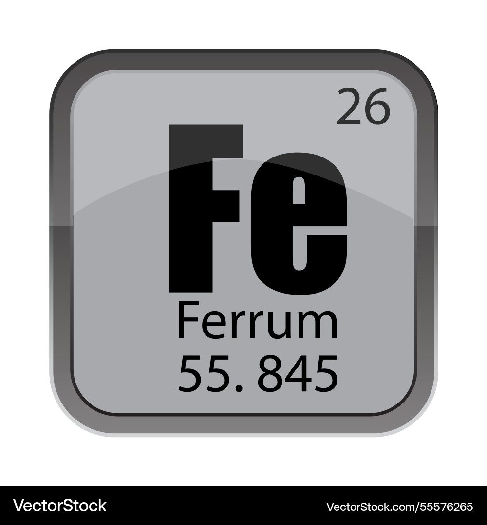 Fe ferrum symbol from table number 26 twentysix Fe ferrum symbol from table number 26 twentysix vector image