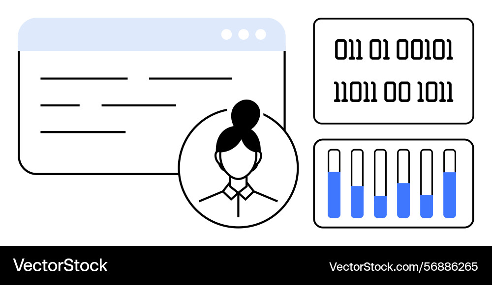 Female profile with binary code data Female profile with binary code data vector image