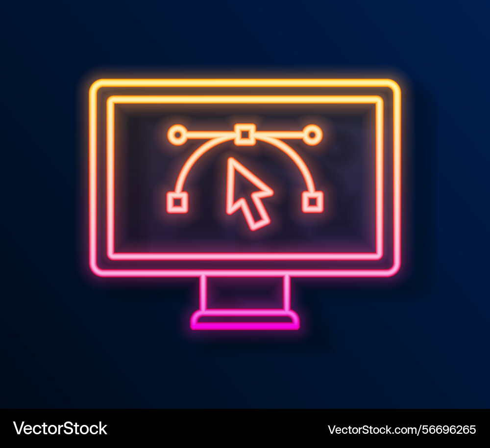 Glowing neon line computer display with design Glowing neon line computer display with design vector image