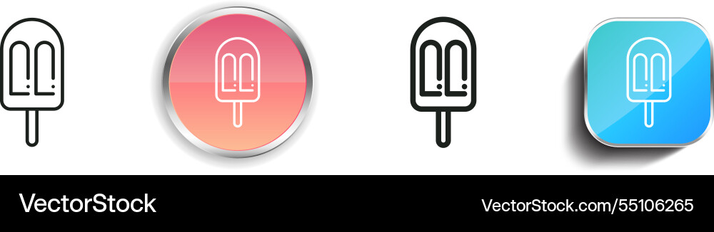 Ice cream icon thin linear regular and button vector image