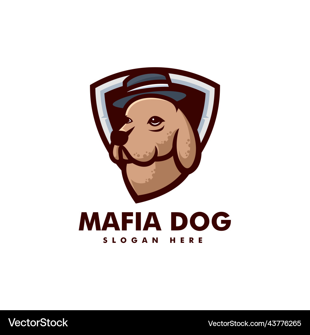 Logo mafia dog mascot cartoon style Royalty Free Vector