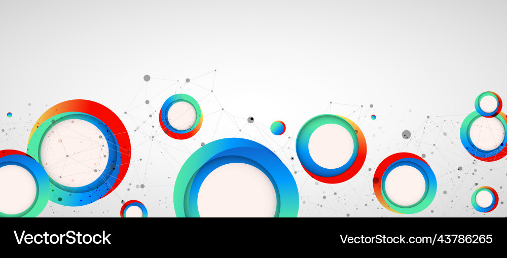 Multicolored circles arranged on a plexus vector image