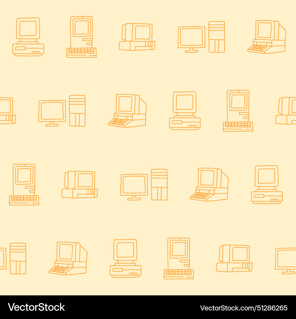 Outline collection of computer seamless pattern Outline collection of computer seamless pattern Vector Image