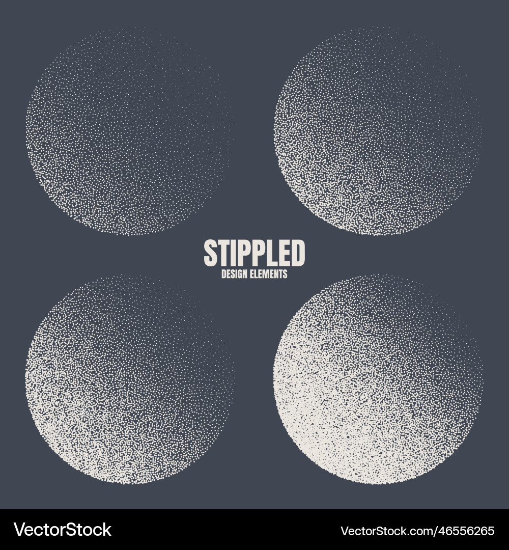 Round shaped dotted objects stipple elements Round shaped dotted objects stipple elements vector image
