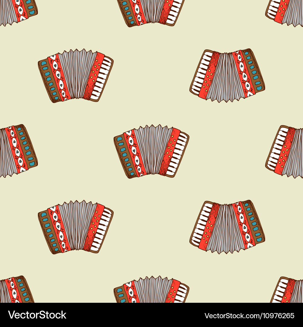 Seamless pattern with accordion vector image