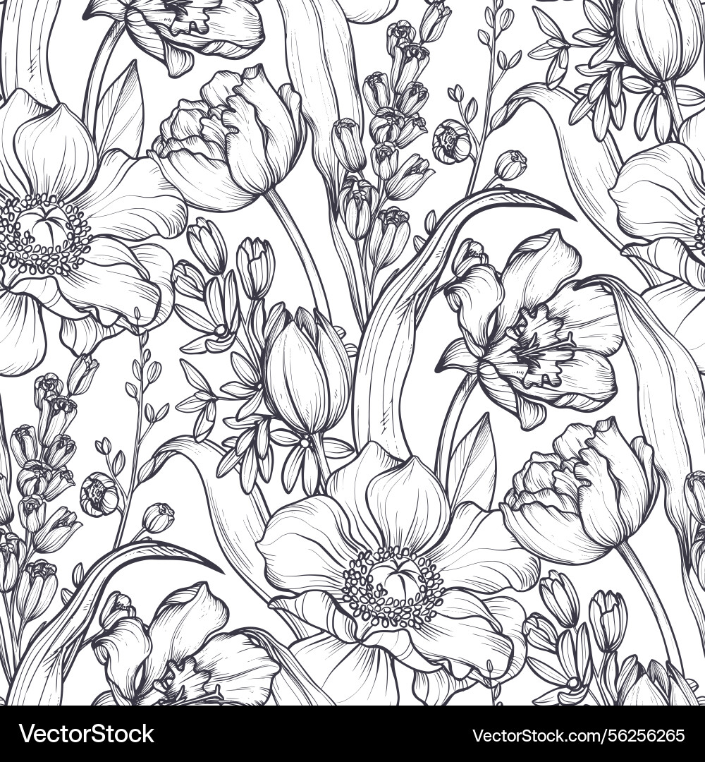 Seamless pattern with bouquets of spring Seamless pattern with bouquets of spring vector image