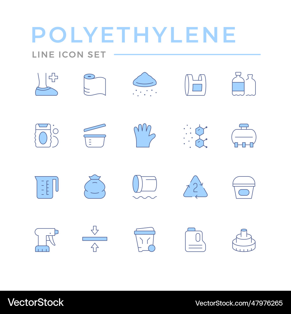 Set color line icons of polyethylene Set color line icons of polyethylene vector image