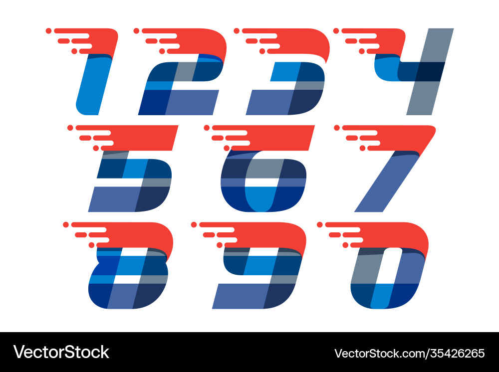 Set fast speed motion numbers Set fast speed motion numbers vector image